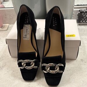 Alex Marie Black Flats with Silver Chain Detail